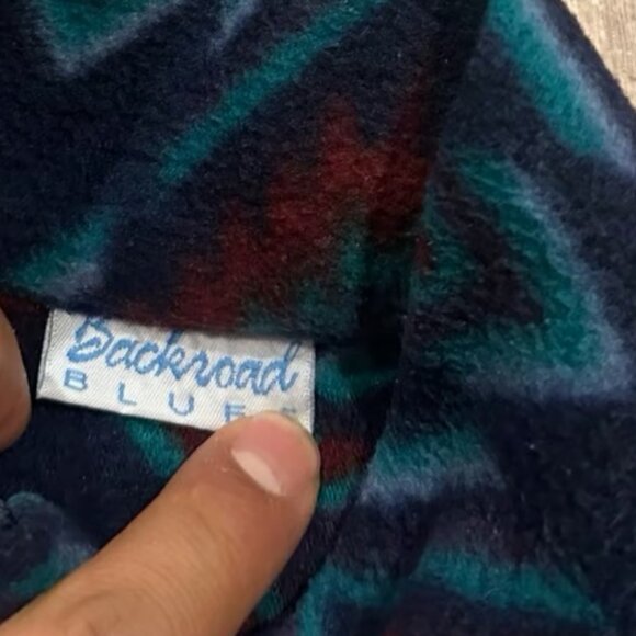 Vintage Backroad Blues Fleece Aztec Design Size Medium - Picture 4 of 6